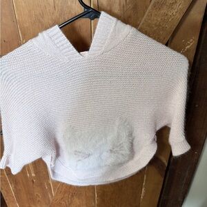 2T/3T Knit Pink Hooded Sweater with Fuzzy Pocket